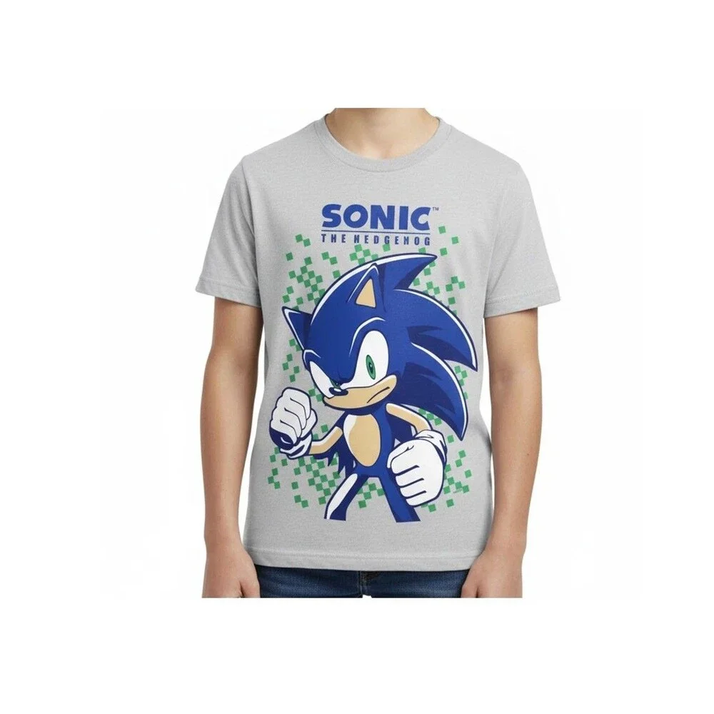 Sonic The Hedgehog Kids XL 14-16 Gray Graphic T Shirt Short Sleeve NWT